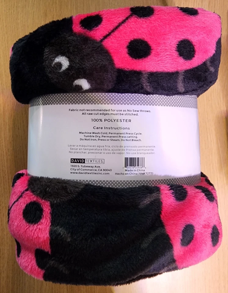 David Textiles Heavenly Plush Fleece Ladybug Fabric 1.5 Yards - Image 3 of 3