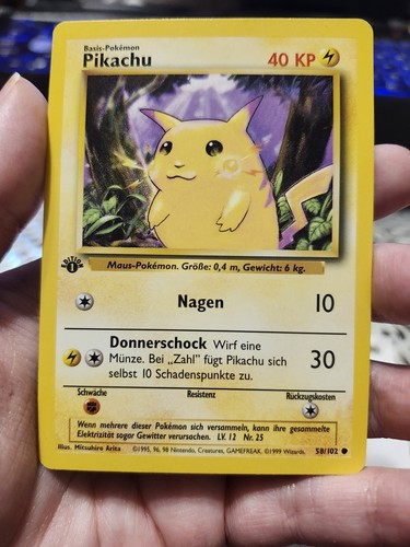 1999 Pokemon Base Set Pikachu 1st Edition German 58/102 Rare - Bild 2 von 3