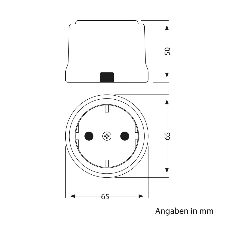 Aufputzsteckdose Porzellan PORS, weiß glänzend, rund, ⌀ 65 mm - Bild 3 von 4
