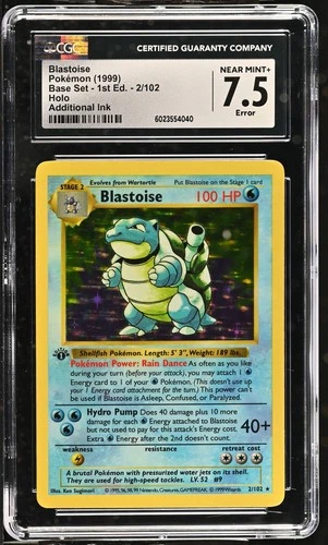 CGC 7.5 ERROR Blastoise Base Set 1st Edition Shadowless 2/102 Holo Pokemon Card