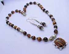 Handmade Tiger Eye Oxidized Boho Ethnic Tribal Necklace Statement Jewelry