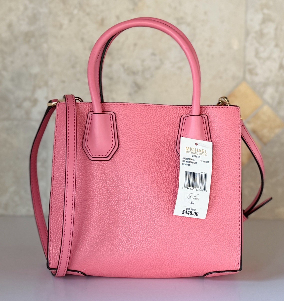 Michael Kors Mercer Medium Satchel Shoulder Crossbody Bag Tea Rose