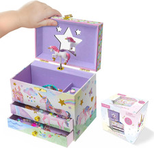 Enchanting Unicorn Musical Jewelry Box for Girls - Sparkling Rainbow Design Musi