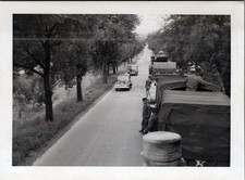WW2 Photo of Army Convoy Parked Along Rural Road