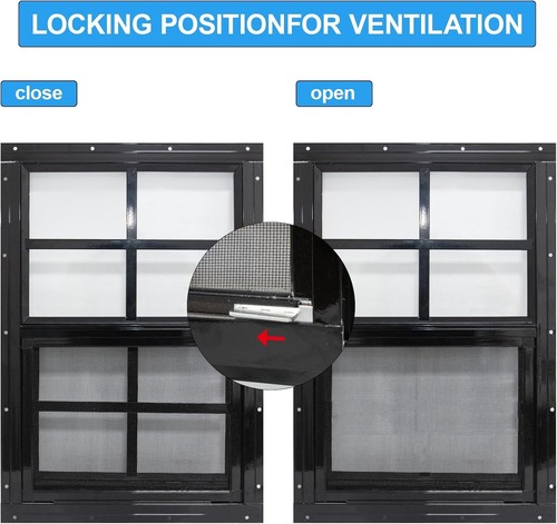 NeatiEase Shed Window 18x23" Black Frame, Tempered Glass #R018 - Photo 3 sur 5