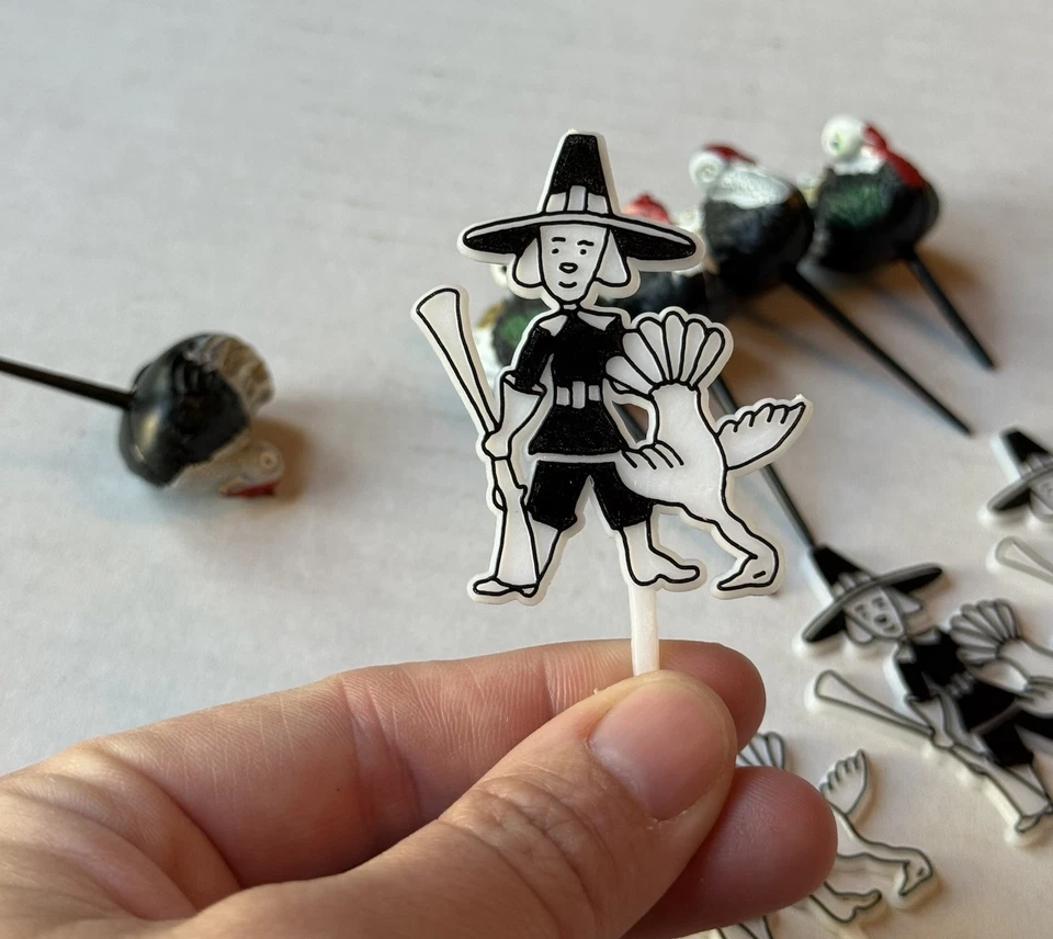 "De colección 5 pavos 5 tazas de peregrino tapa de pastel retro plástico 2,25"" selecciones de pastel acción de gracias" Foto 4 de 4