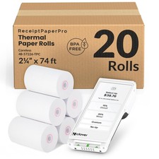 ReceiptPaperPro 2 1/4 x 74 Ft Coreless Thermal Receipt Paper Rolls Clover Flex