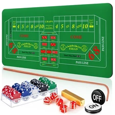 Leyndo Craps Tabletop Game Set, Includes 35" x 70" Rubber Craps Tabletop
