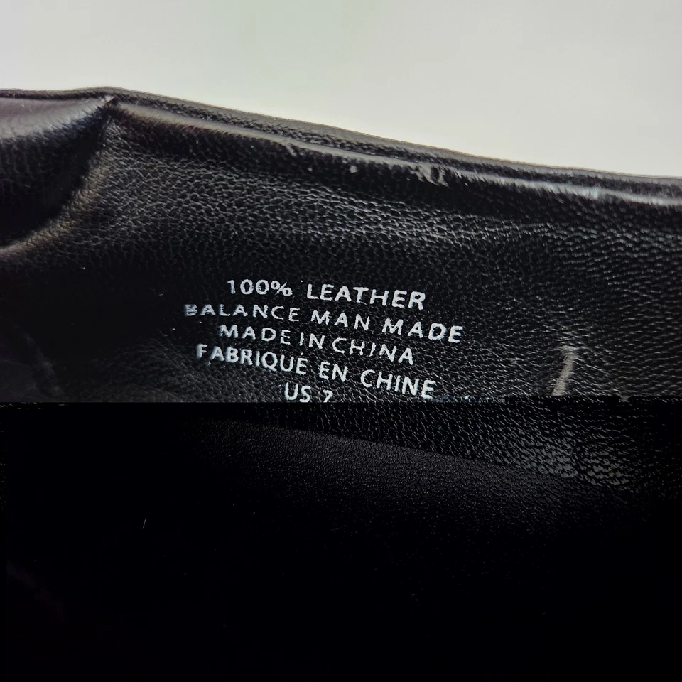 Zapato UNIF Flex Cuero Apilado Plataforma Tacón Grueso Sin Cordones Años 90 Para Mujer 7 Negro Foto 4 de 4