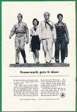 Magazine Ad - 1942 - AT&T / Bell System - Team-work - World War II