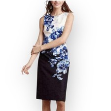 Maeve x Anthropologie Vanda Sheath Dress Women's 8 Blue Floral Sleeveless