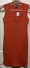 Express Coral Cut Outs & Textured Trimming Ribbed Knit Tank Dress Size S/M NWT