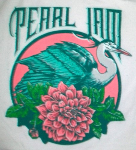 Weißes ärmelloses PEARL JAM blauer Reiher Vogel Tattoo rosa Dahlie Tanktop LARGE - Bild 2 von 10