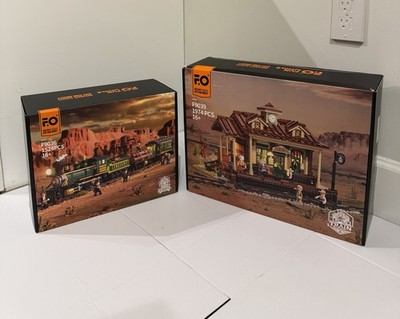 Fun Whole (Lumi Bricks) Wild West Train Station & Train Brick Sets  