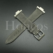 Vintage Leather Watch Band Strap Fits for Tissot PRX Adapter Quick Release Gray
