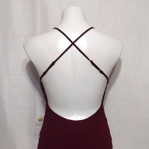 NWT Free People Burgundy Sweet Talker Lace Crochet Trim Open Back Slip Dress S - Picture 9 of 16