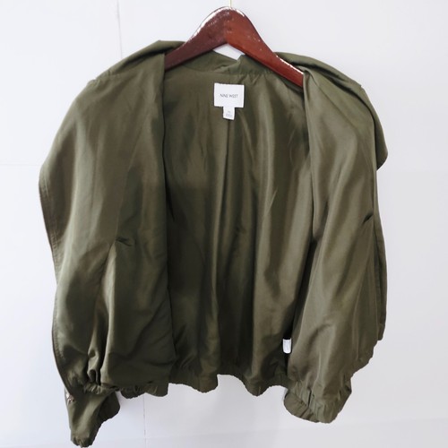 Nine West Size XL Olive Green Asymmetrical Front Zippered Women's Long-Sleeved J - Picture 13 of 17