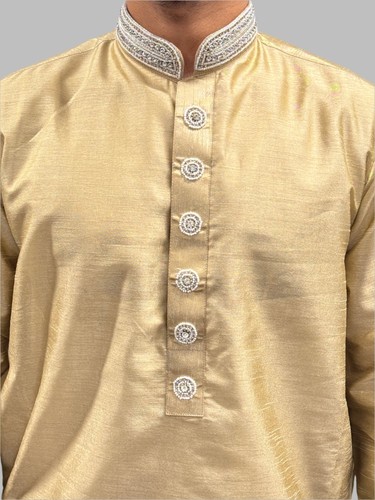 Boys Light Gold Silky Beadwork Trouser Suit - Picture 3 of 4