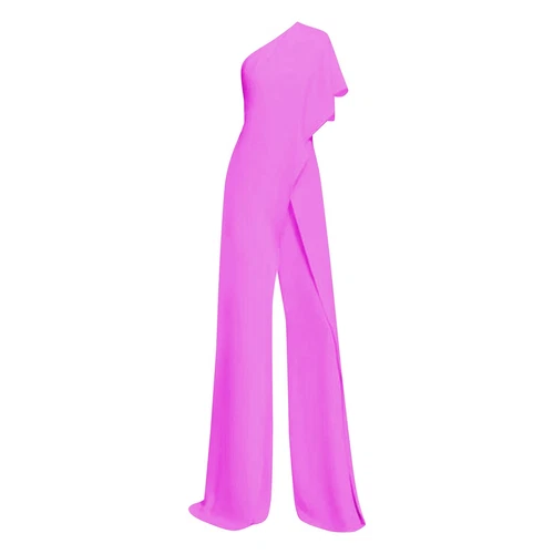 Mono de mujer de un hombro sin tirantes asimétrico pantalón largo elegante monos - Imagen 38 de 60