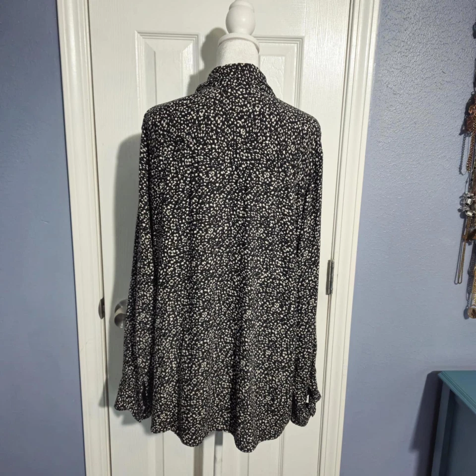 Blusa de manga larga blanca negra blanca negra occidental súper suave 16/18 nueva sin etiquetas Foto 3 de 4