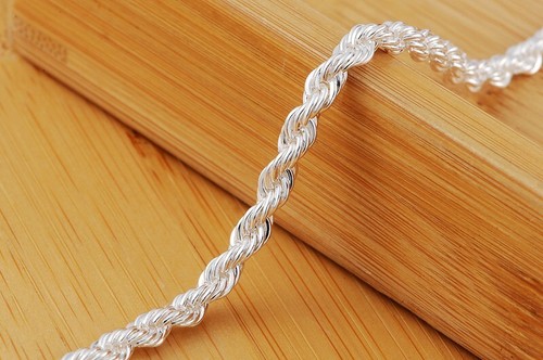 Popular Fashion Hot Sell 925 Sterling Silver Jewelry Twist Bracelet Chain - Picture 4 of 6