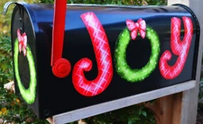 Mailbox Magnet Partial Cover JOY Christmas Wreath for door of Mail Box