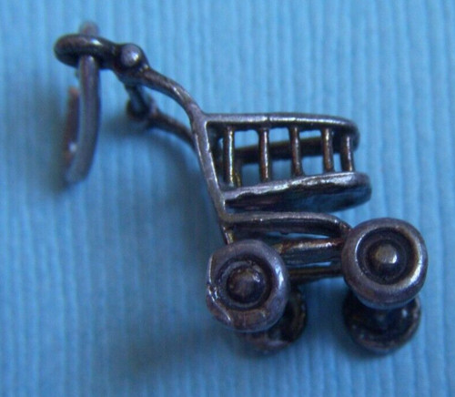 Vintage shopping cart sterling charm