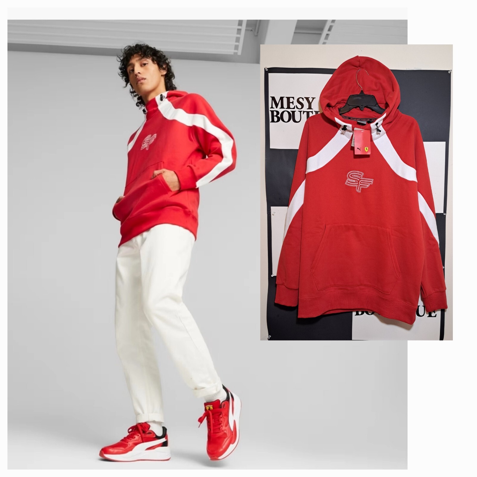 Puma Scuderia Ferrari Mens Motorsport Statement Hoodie Red Sz Large