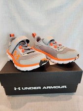 Under Armour UA BPS Assert 9 AC Grey/Orange Girl's Sneakers SZ 11K