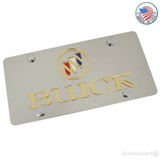 Buick Dual Logo License Plate Gold On Chrome