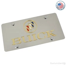 Buick Dual Logo License Plate (Gold on Chrome)
