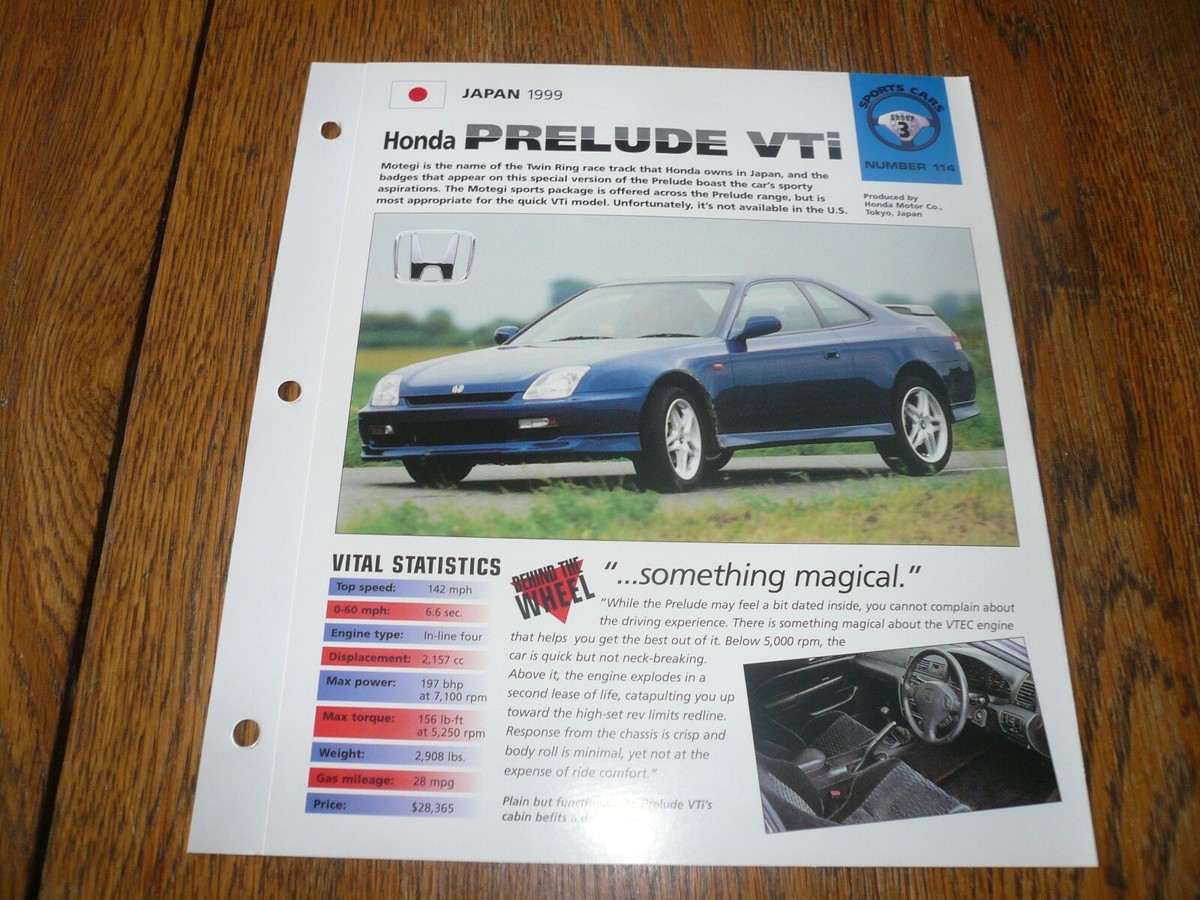 1999 Honda Prelude VTi Motegi UNIQUE IMP BROCHURE | eBay
