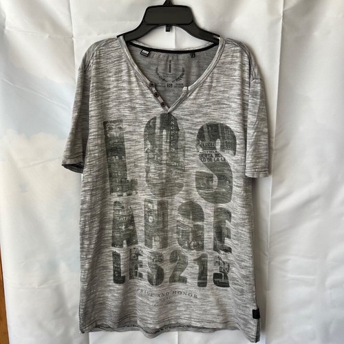 Buffalo Jeans Grafik T-Shirt Henley Kurzarm Freizeit Oberteil Herren Größe MLESEN