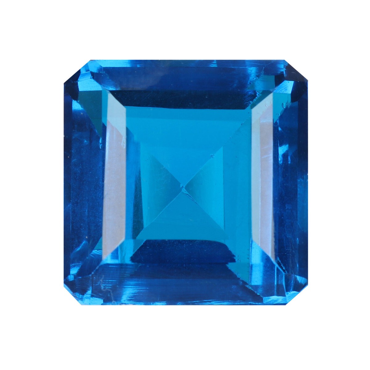 Hydrothermal Dark Blue Square Shape 85 Carat Lab Created Topaz for