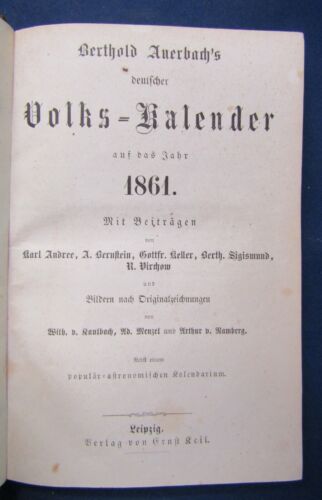 Bertholds Auerbach Volks-Kalender 1861 Beiträge von Andree u.a. illustriert js - Bild 1 von 7