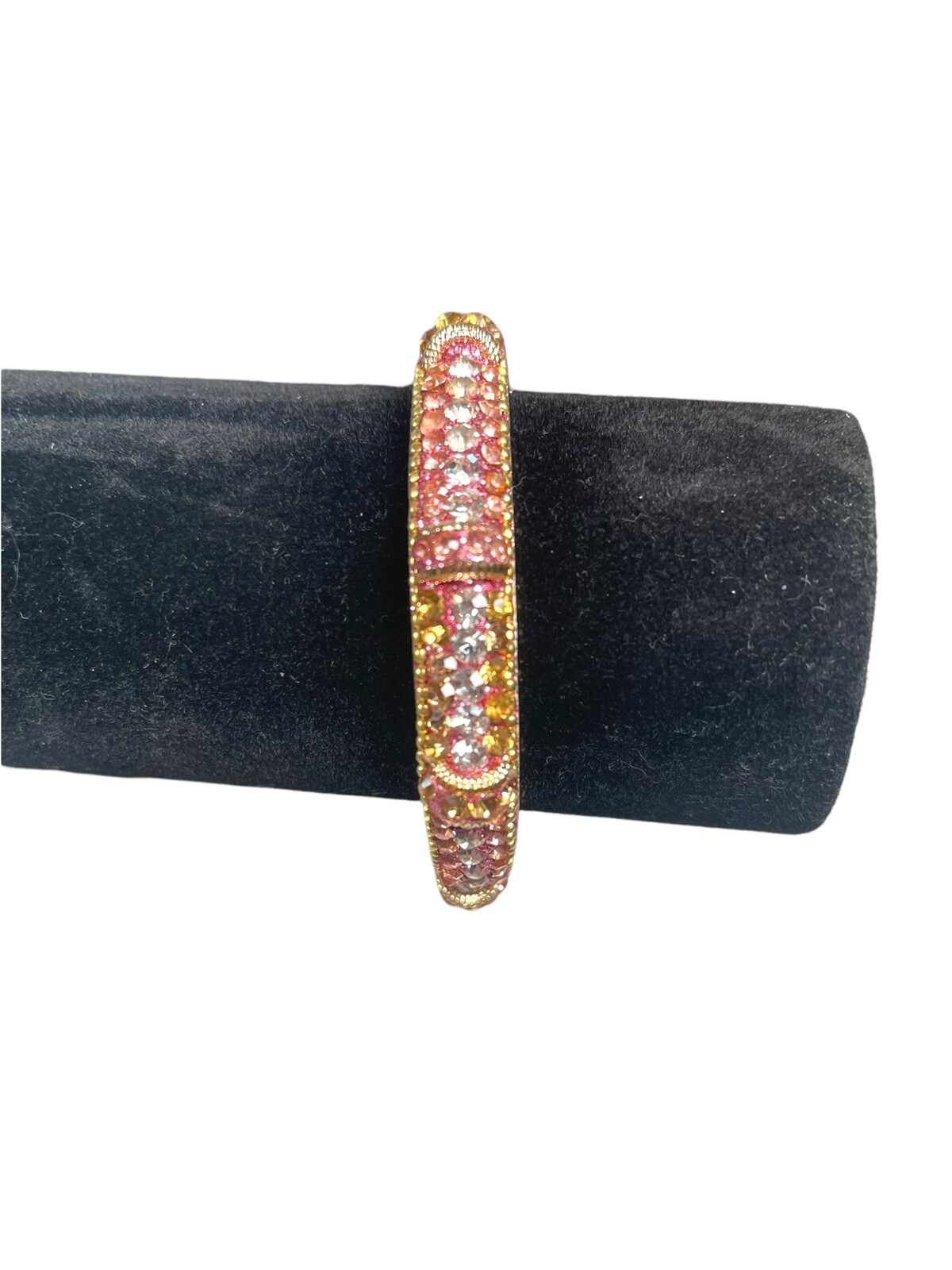 Statement Indian  SILVERTONE Gold Pink Rhinestone… - image 3