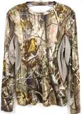 Realtree Game Winner Womens Pullover Shirt Brown Camo Long Sleeve XL