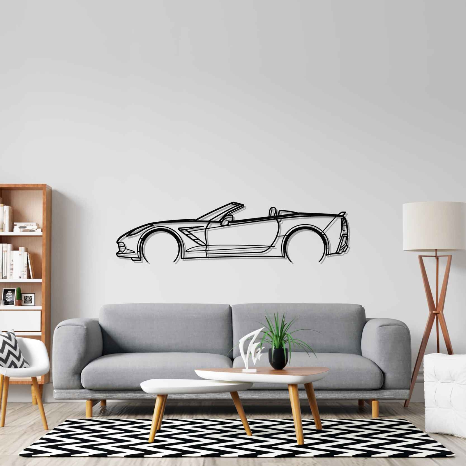 Wall Art Home Decor 3D Acrylic Metal Car Auto Poster USA Silhouette C7 2014