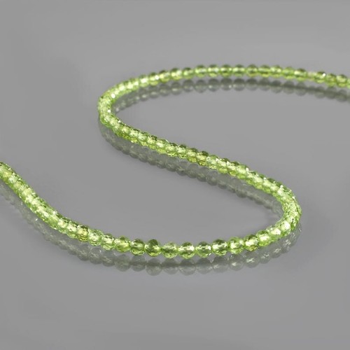 Natürlicher grüner Peridot facettiert rund 2 mm Edelstein Perlen minimalistische Halskette 18 Zoll - Bild 7 von 8