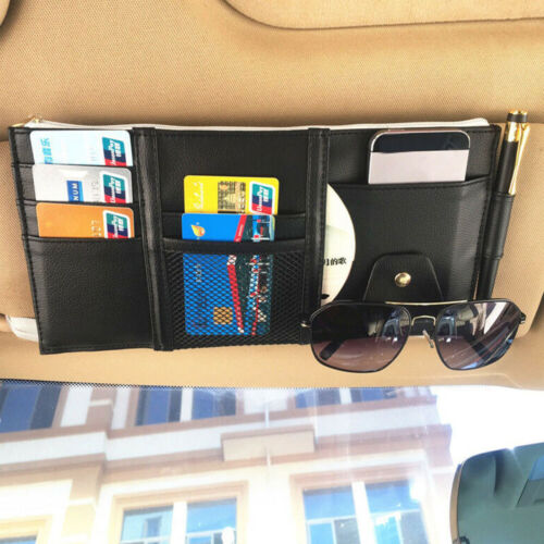 Car Accessories Sun Visor Organizer PU Leather Card Storage Holder Pouch Bag - Picture 2 of 10
