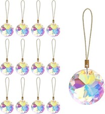 12 Pcs Crystal Glass Christmas Balls Ornaments, 1.18 Mini Round Prism Ab