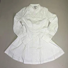 STEVE MADDEN Fit & Flare Shirt Dress Long Sleeve Button Cuff Women's Sz L Cloud