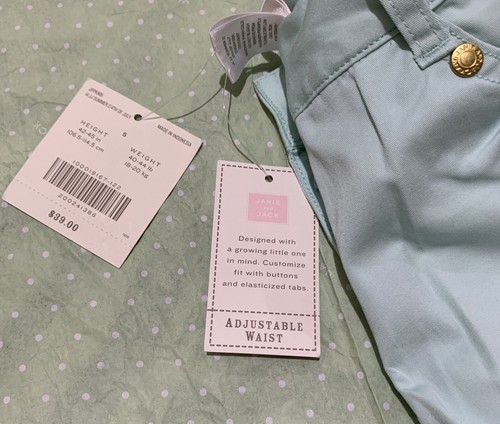 NEW TAGS 2014 JANIE & JACK 5 ADJUSTABLE GIRLS TURQUOISE COTTON SUMMER PANTS - Picture 13 of 24