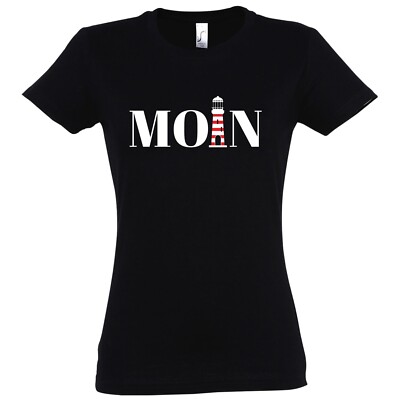 Youth Designz Moin Leuchtturm Damen T-Shirt Lustig Spruch Spaß Hafen Schiffe Fun