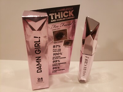 Too Faced ~ Damn Girl 24 Hour Mascara ~ Hydrophilic Black ~ 0.2 oz ~ NIB