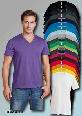 Kariban Herren Kurzarm T-Shirt mit V-Ausschnitt V-Neck in 19 Farben Gr S bis 4XL