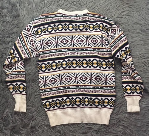 VTG Chaps Ralph Lauren Wool Sweater Mens Large Gray Nordic Fair Isles White - Picture 9 of 9