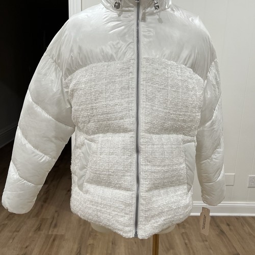 BCBG BCBGeneration Womens Small Jacket White Ladies Hooded Puffer Quilt Coat - Picture 14 of 14