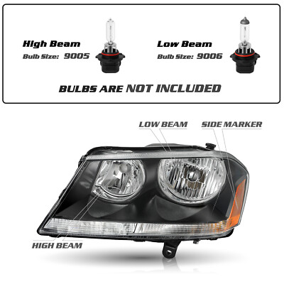DOT Certified Headlights Pair Of Black Headlights For 2008-2014 Dodge Avenger RT - Left & Right Set (Halogen, Bulbs Not Included) Conjunto De Faros Delanteros - Foto 11
