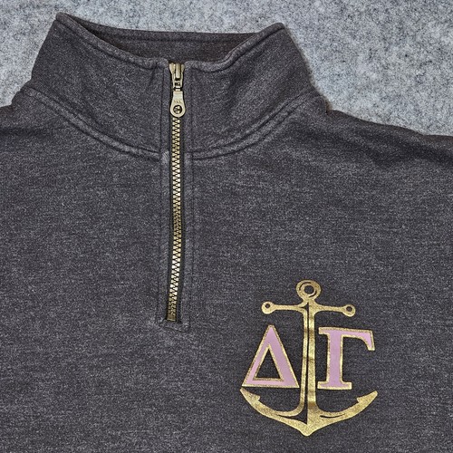Delta Gamma 1/4 Zip Pullover Adult S Brown L/S Cotton Blend Graphic High Collar - Picture 3 of 9